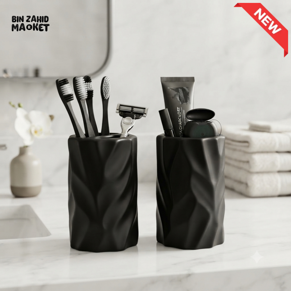 CERAMIC BATHROOM TUMBLER & TOOTHBRUSH HOLDER SET - 2 PCS