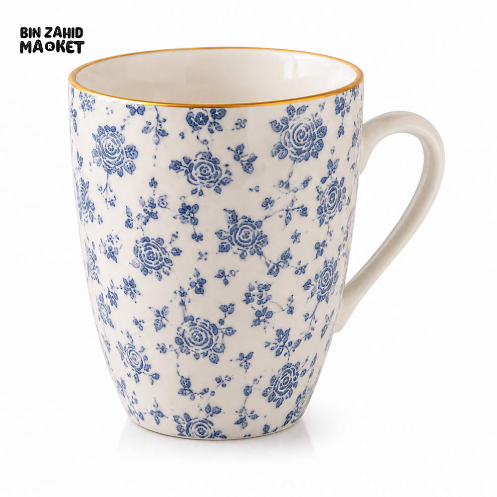 CERAMIC COFFEE MUG SET - 1 PCS - BLUE&WHITE