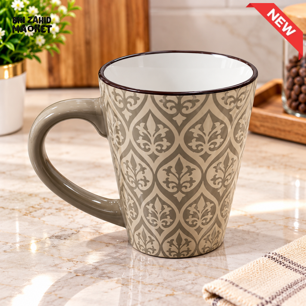 CERAMIC COFFEE MUG WITH CLASSIC DAMASK PATTERN - Mugs