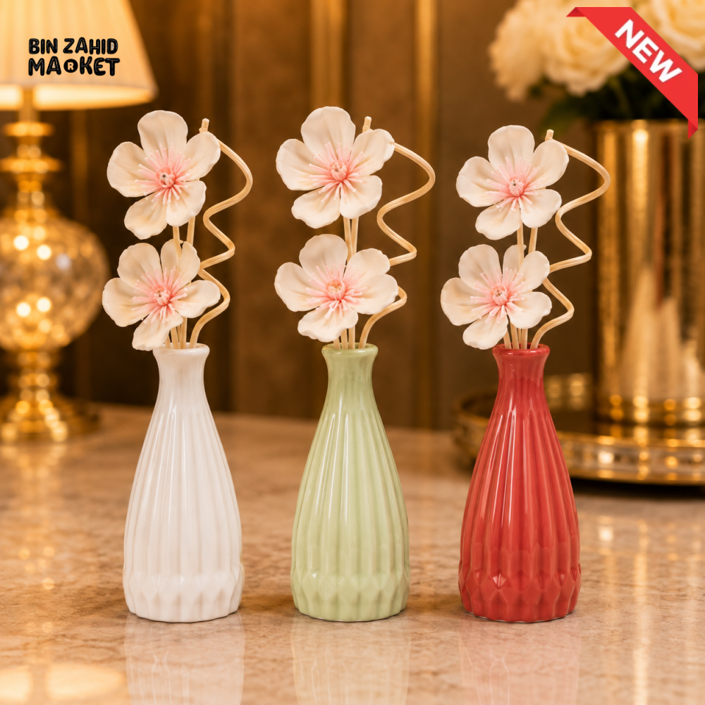 CERAMIC FLORAL REED DIFFUSER WITH FLOWER STICKS - 1 PIECE