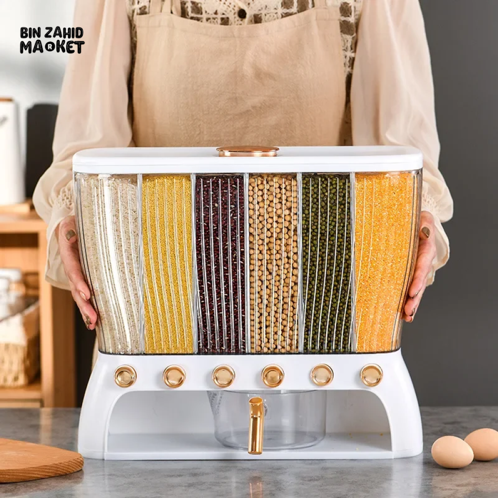 CEREAL DISPENSER 6-GRID STORAGE – EASY TO USE & CLEAN