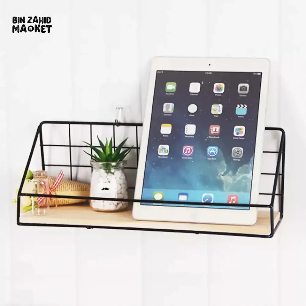 CHECKS AND BOXES WALL SHELF Black