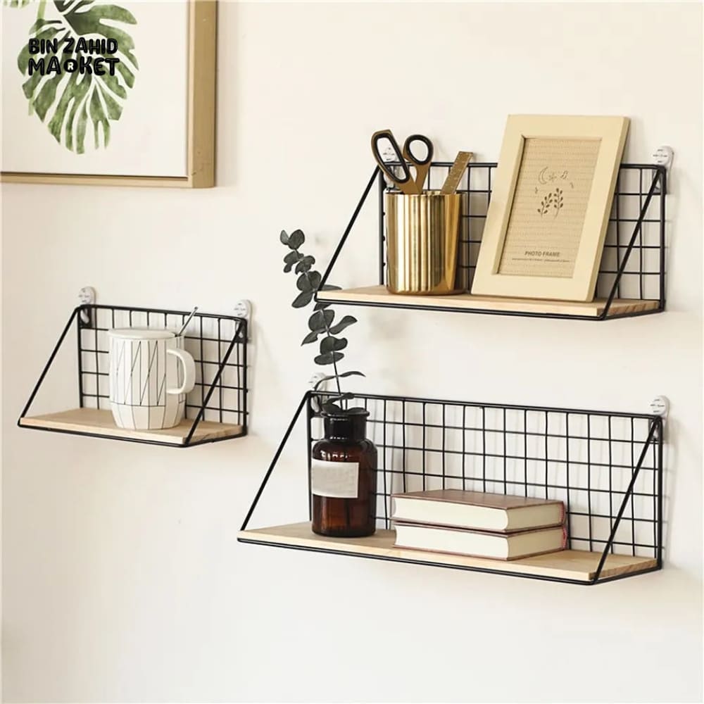 CHECKS & BOXES WALL SHELF