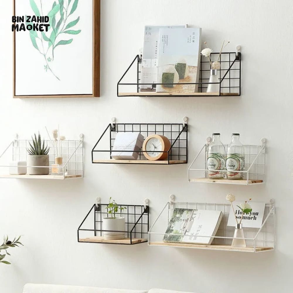 CHECKS & BOXES WALL SHELF