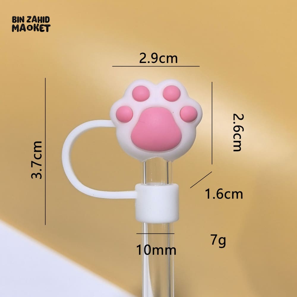 STRAW COVER FOR STANLEY - CUTE PINK PAW SILICONE STRAW CAP