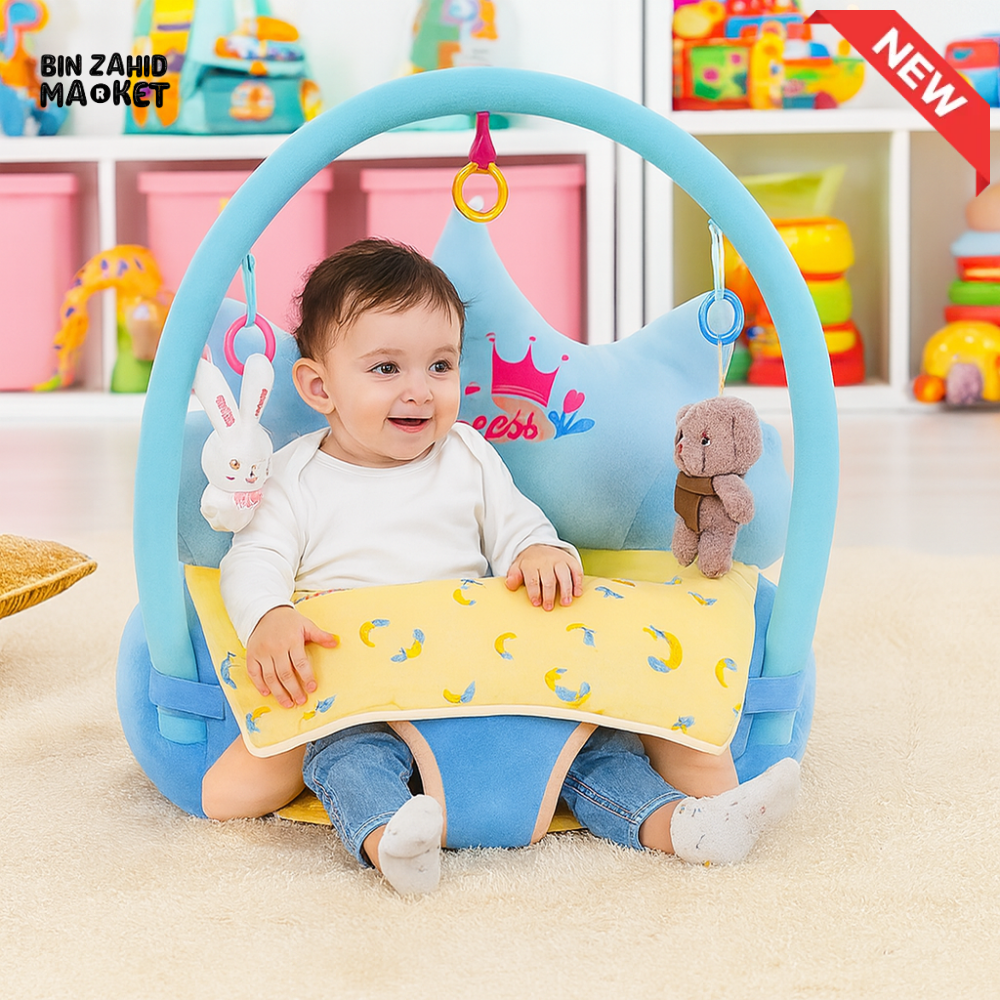 CHILDPLUSH CROWN TOY BAR RATTLE STUFF SEAT BLUE