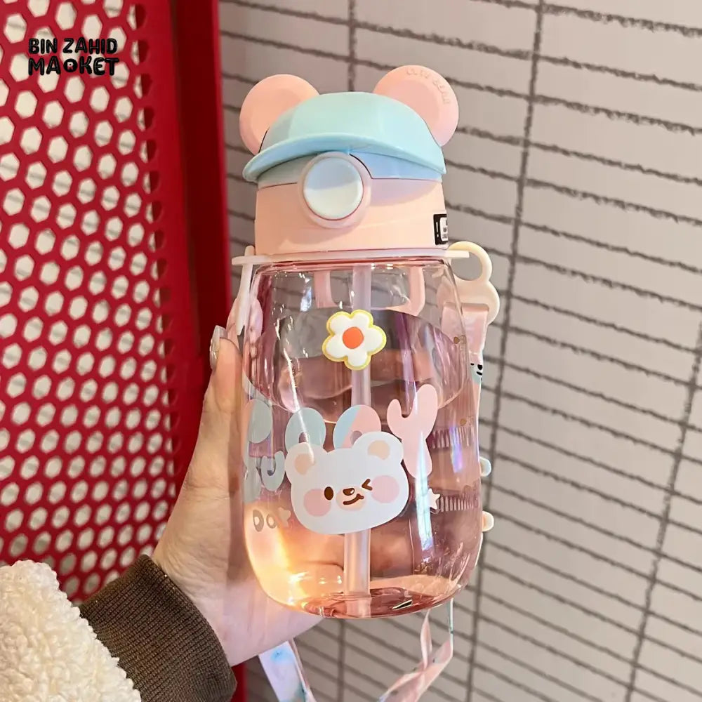 CHILDREN STRAW WATER BOTTLE 550ML – PORTABLE PLASTIC CUP FOR SCHOOL