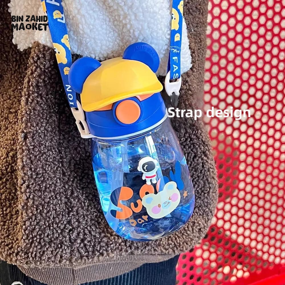 CHILDREN STRAW WATER BOTTLE 550ML – PORTABLE PLASTIC CUP FOR SCHOOL