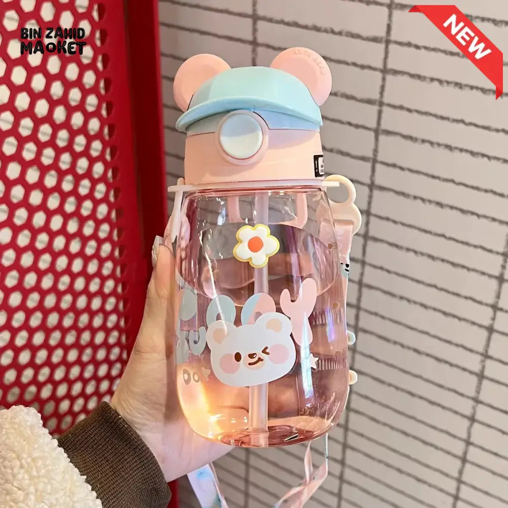 CHILDREN STRAW WATER BOTTLE 550ML – PORTABLE PLASTIC CUP FOR SCHOOL