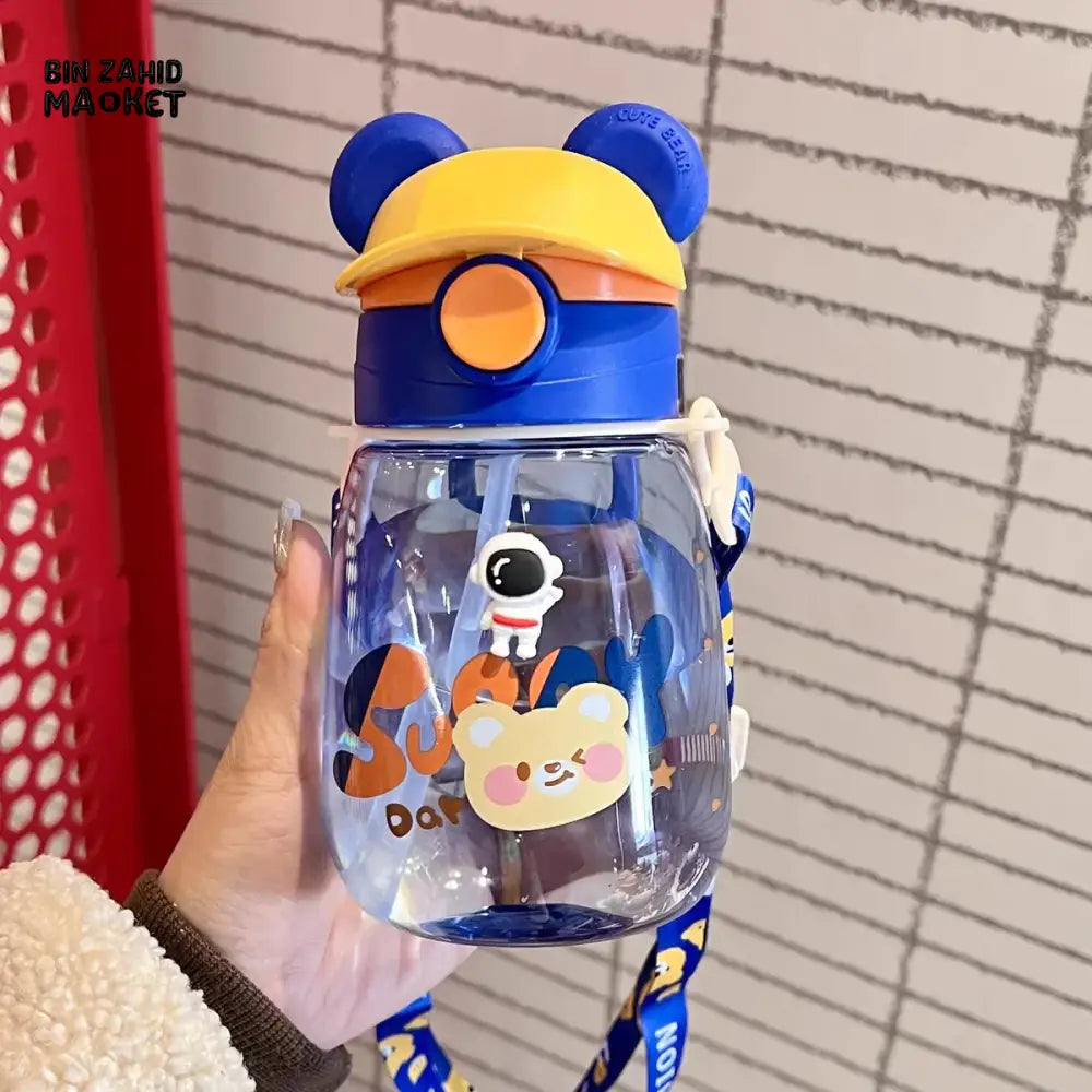 CHILDREN STRAW WATER BOTTLE 550ML – PORTABLE PLASTIC CUP FOR SCHOOL