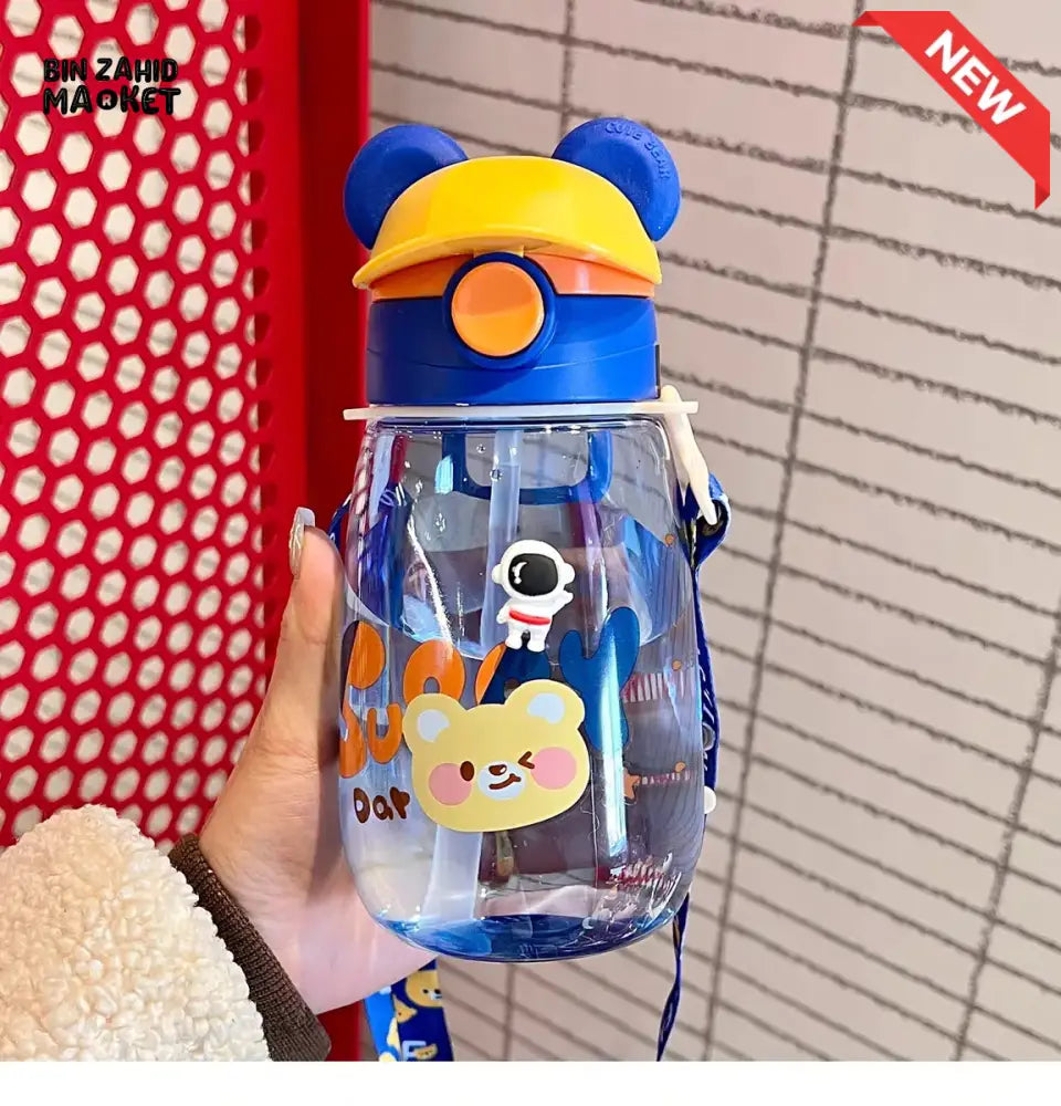 CHILDREN STRAW WATER BOTTLE 550ML – PORTABLE PLASTIC CUP FOR SCHOOL