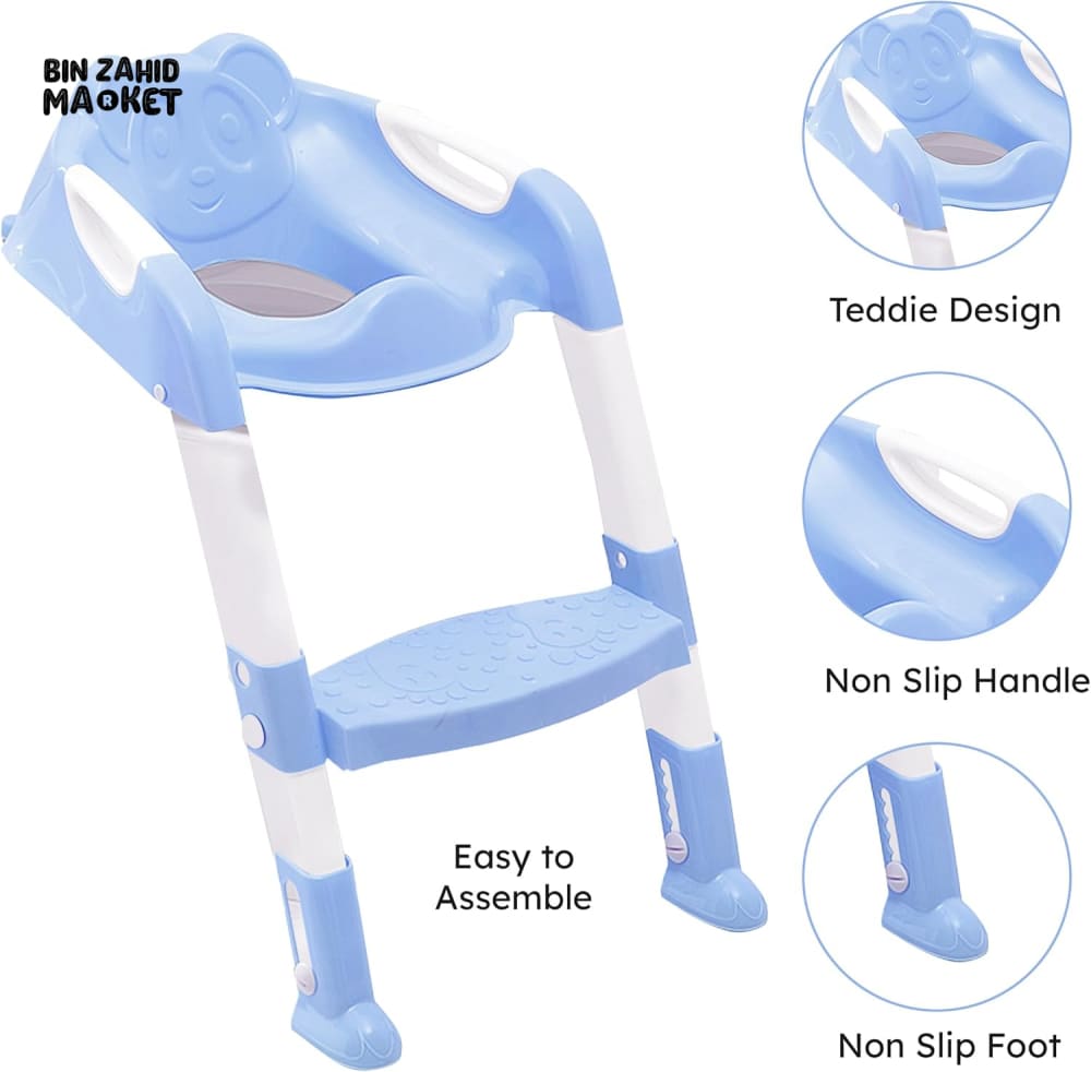 CHILDREN'S TOILET LADDER CHAIR – TODDLER TRAINING SEAT FOR BOYS & GIRLS WITH NON-SLIP STEPS - BLUE