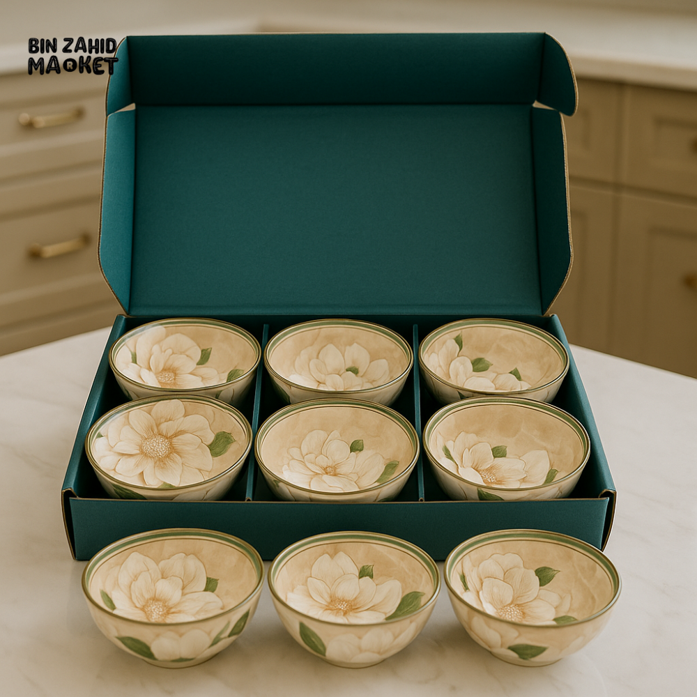 CLASSIC FLORAL CERAMIC BOWLS – 6 PIECES BOXED SET