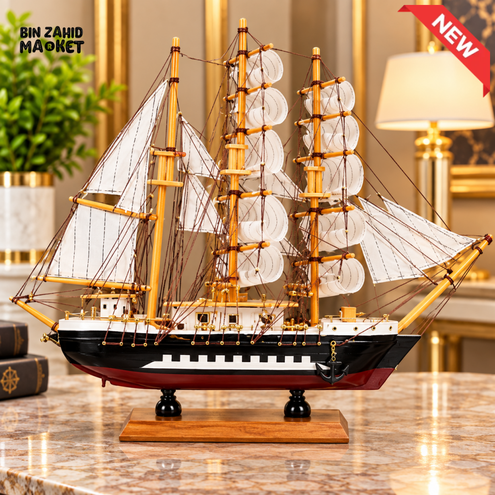 CLASSIC THREE MAST SAILING SHIP DECORATIVE SHOWPIECE