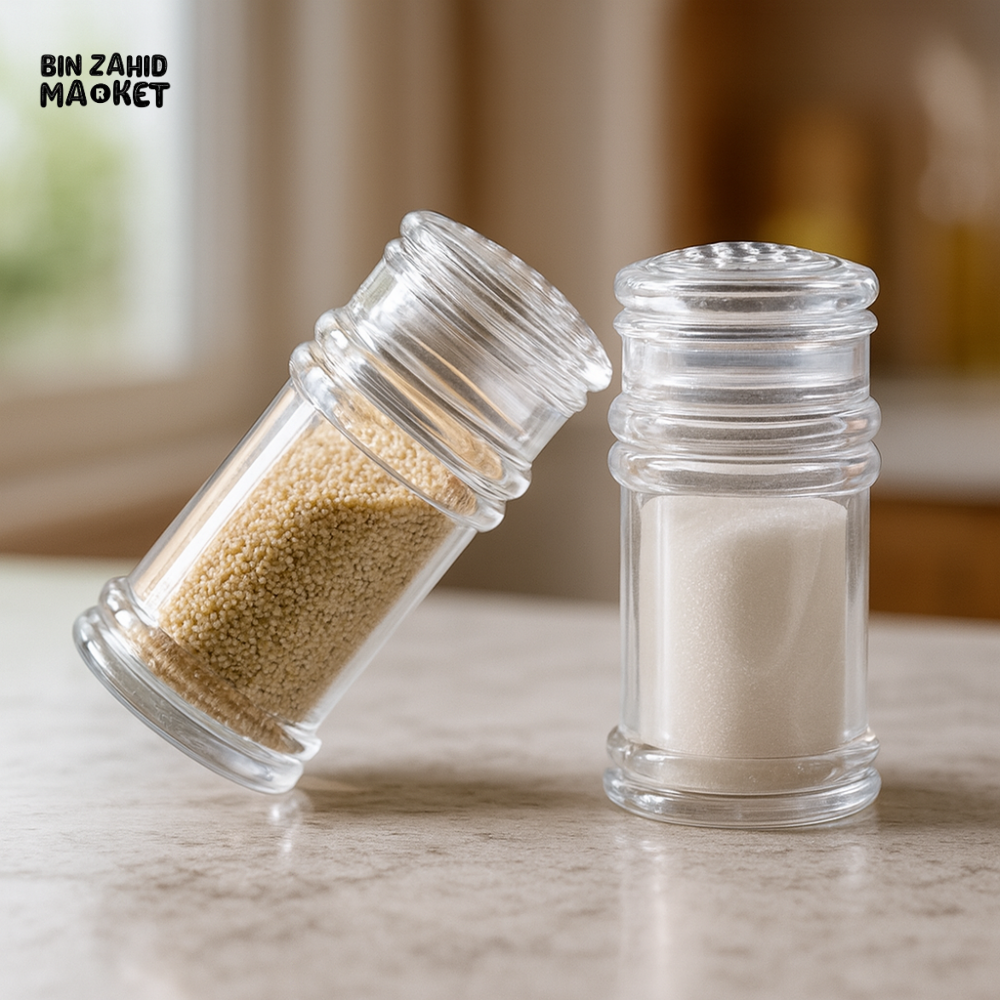 CLEAR ACRYLIC SALT & PEPPER SHAKER 1-PIECE – TRANSPARENT CYLINDRICAL