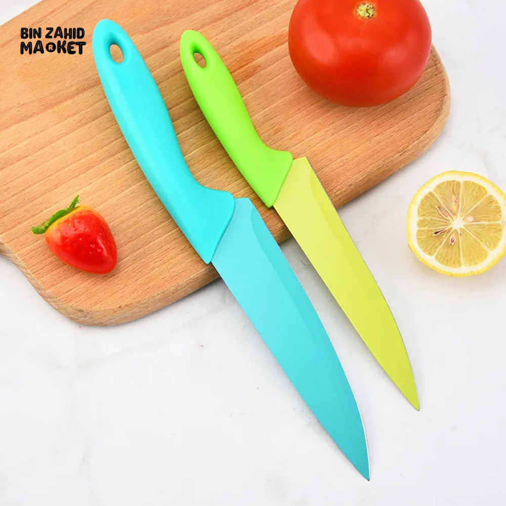 COLOR FRUIT KNIFE 4-SET – HOUSEHOLD FRUIT & VEGETABLE CUTTING KNIVES WITH REPLACEABLE BLADES & PEELER