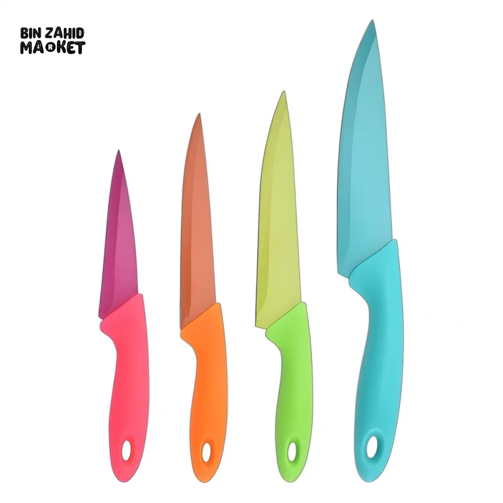 COLOR FRUIT KNIFE 4-SET – HOUSEHOLD FRUIT & VEGETABLE CUTTING KNIVES WITH REPLACEABLE BLADES & PEELER