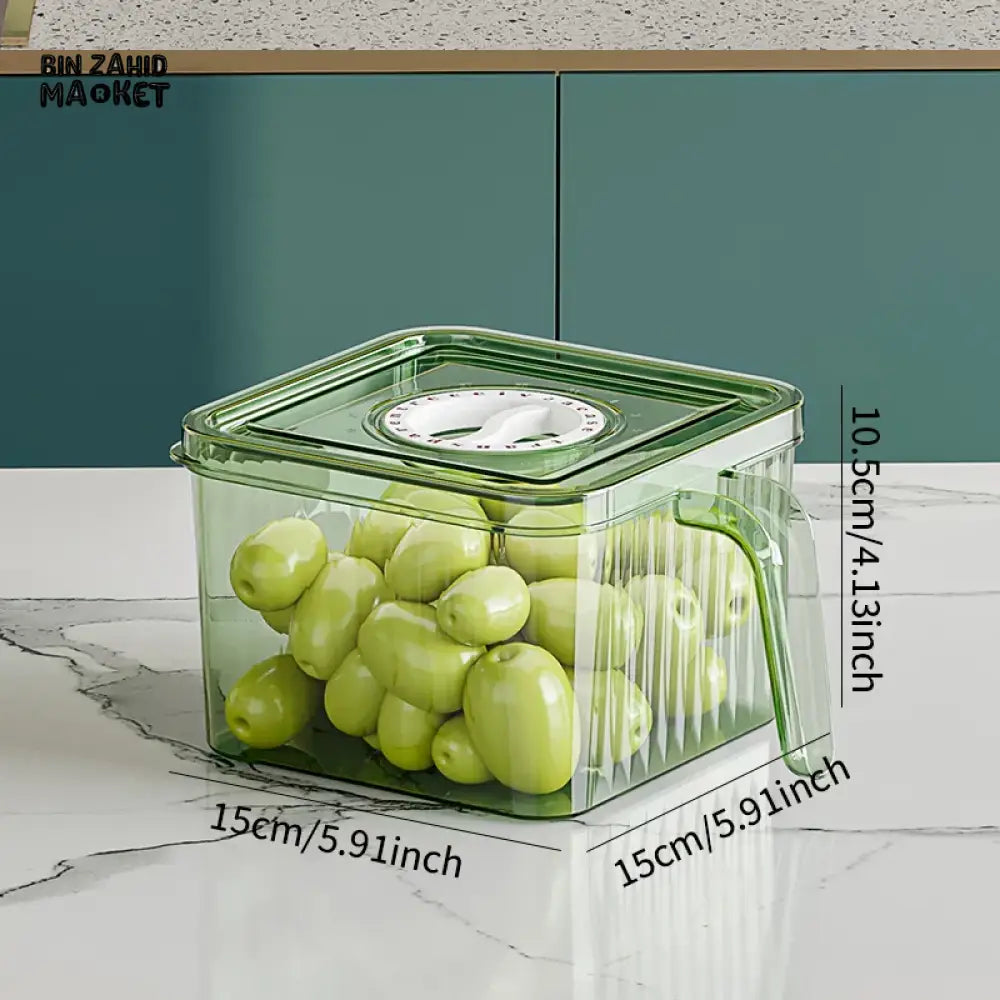 COMPACT ACRYLIC FRIDGE ORGANIZER WITH HANDLE – DURABLE & REUSABLE FOR FRUITS & VEGGIES