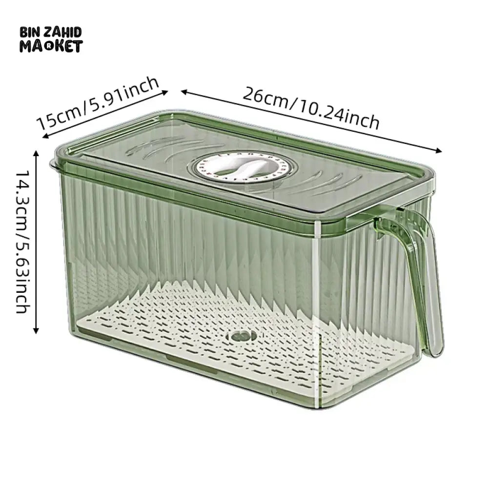 COMPACT ACRYLIC FRIDGE ORGANIZER WITH HANDLE – DURABLE & REUSABLE FOR FRUITS & VEGGIES