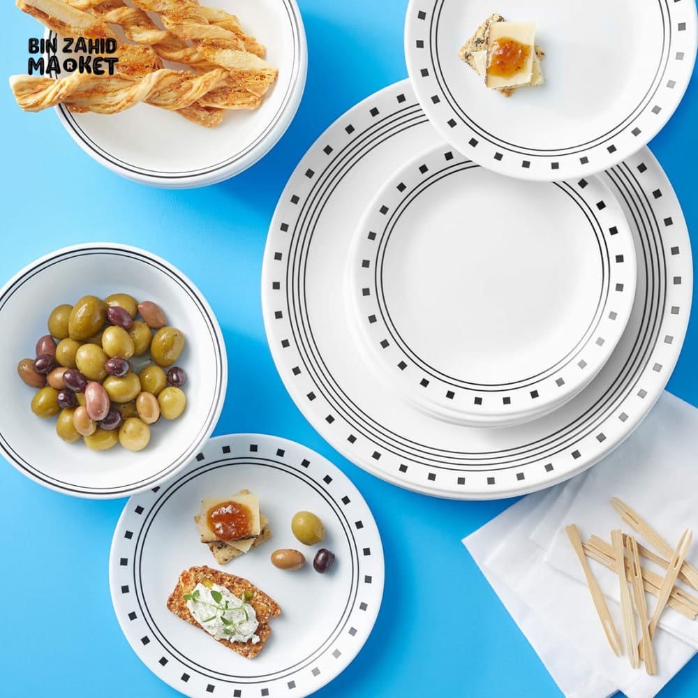 CORELLE LIVINGWARE 18PIECE DINNER SET - CITY BLOCK DESIGN