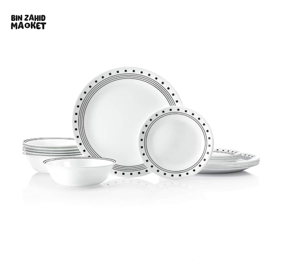 CORELLE LIVINGWARE 18PIECE DINNER SET - CITY BLOCK DESIGN