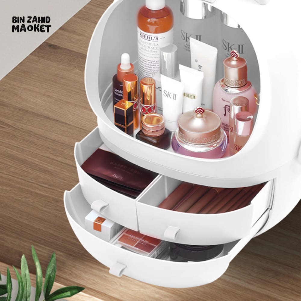 COSMETIC ORGANIZER WITH LED LIGHT MIRROR