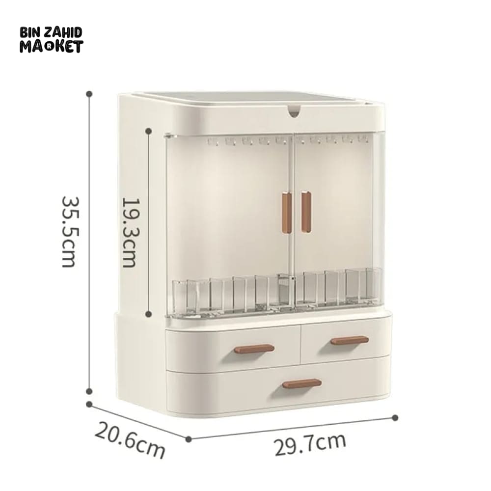 COSMETIC STORAGE BOX WITH MIRROR LED LIGHT