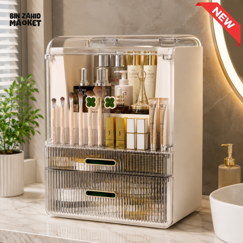 COSMETIC STORAGE ORGANIZER WITH DUSTPROOF COVER