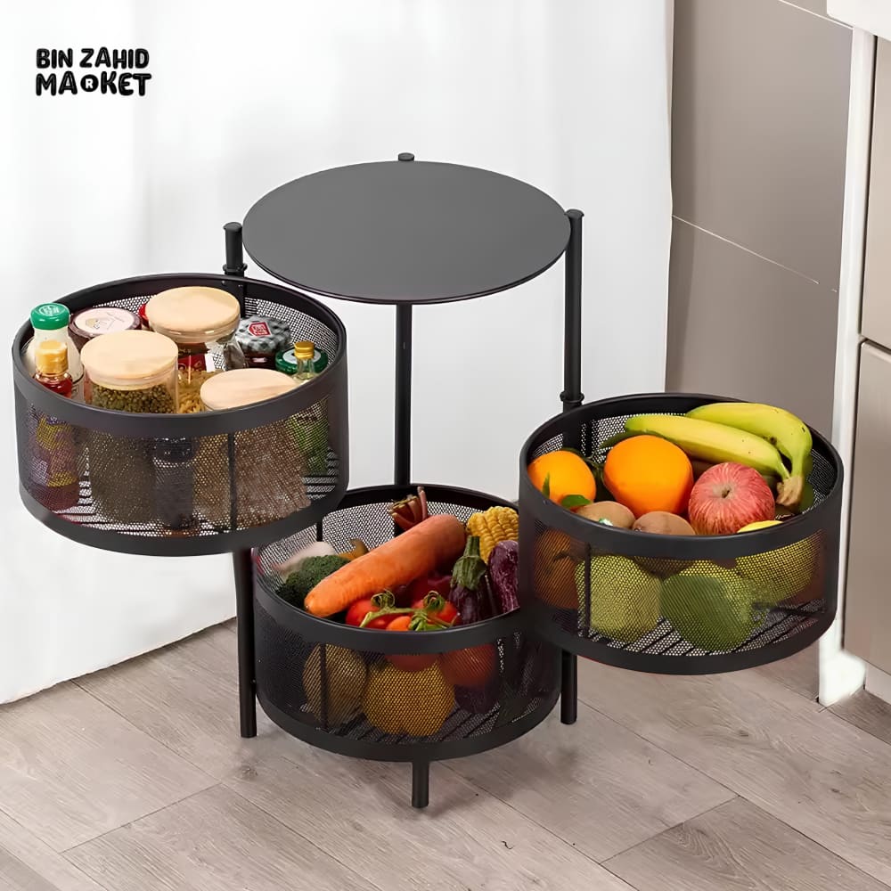 COUNTER-TOP VEGETABLE METAL TROLLEY BY MATRIX 3 Layers Round