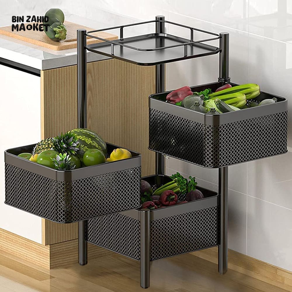 COUNTER-TOP VEGETABLE METAL TROLLEY BY MATRIX 3 Layers Square