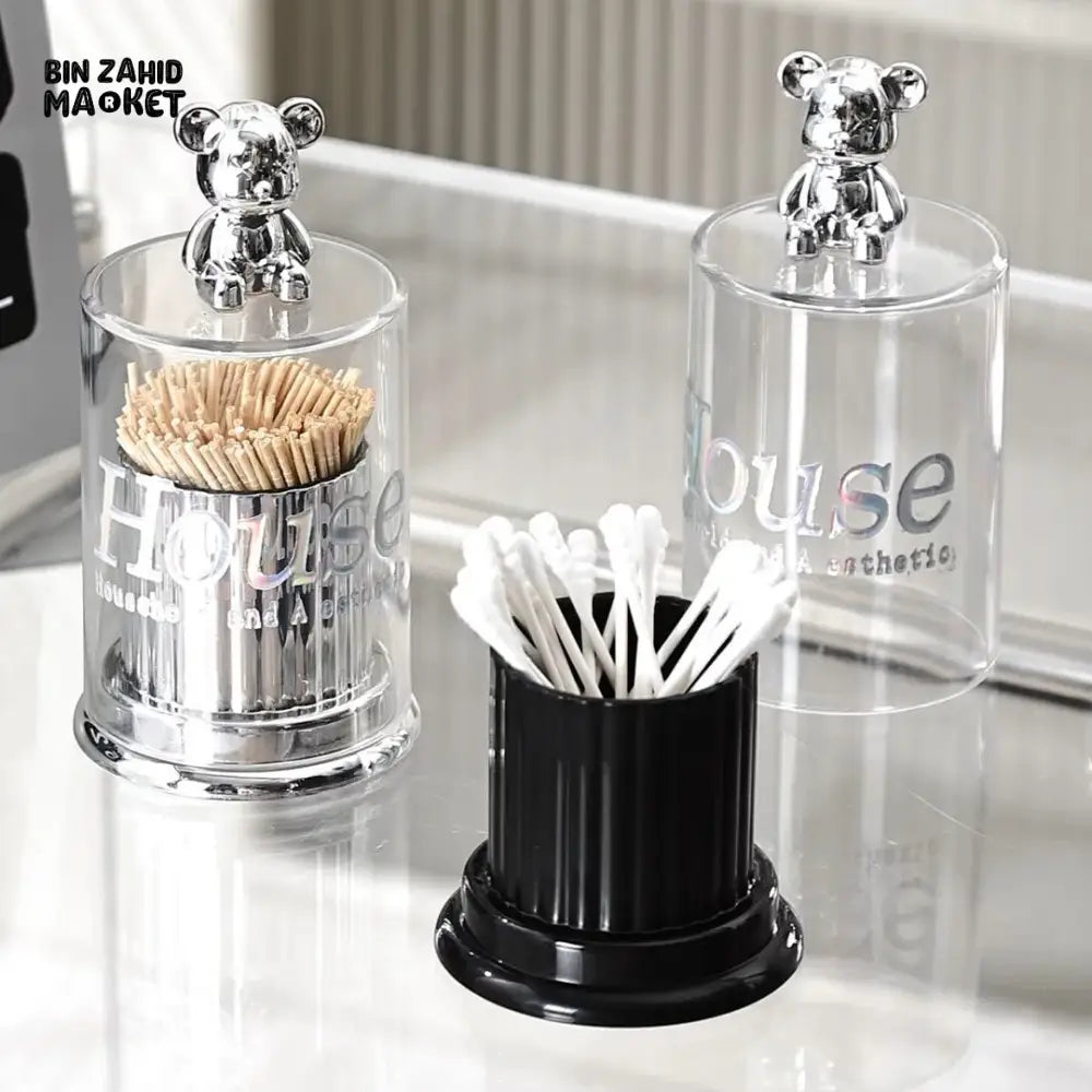 CREATIVE BEAR TOOTHPICK HOLDER & COTTON SWAB STORAGE BOX 1 PIECES TOOTHPICK DISPENSER KITCHEN GADGET