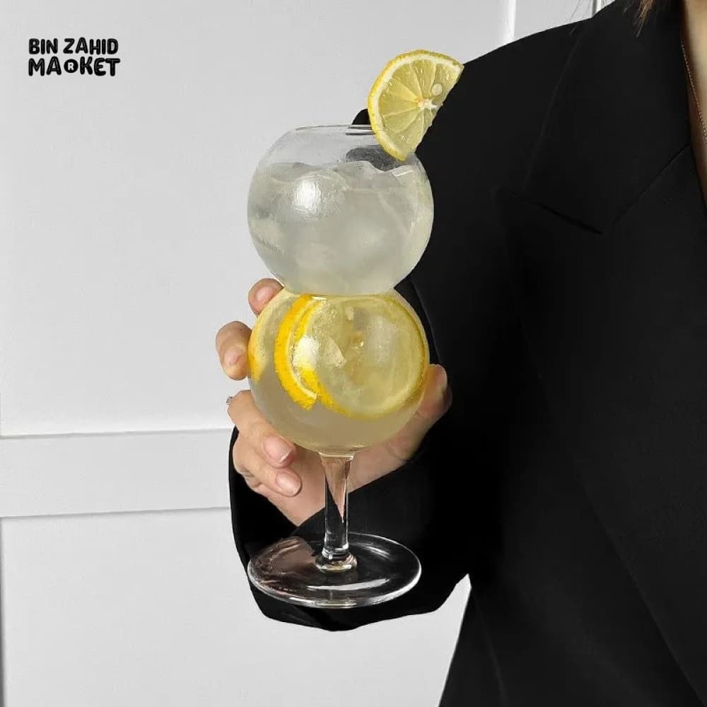 CREATIVE BUBBLE GLASS – UNIQUE ROUND CUP FOR COCKTAILS JUICE MILK & MORE - SMALL