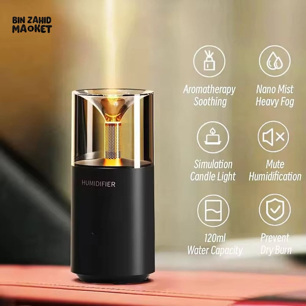 CREATIVE CANDLE LIGHT AROMATHERAPY DIFFUSER – TYPE-C USB ULTRASONIC COOL MIST HUMIDIFIER