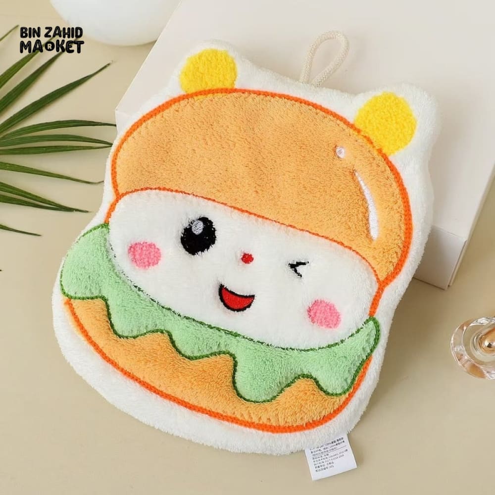 CREATIVE CARTOON HANGING CORAL FLEECE TOWELS – THICK SOFT & ABSORBENT HAND TOWELS FOR KIDS KITCHEN & BATHROOM