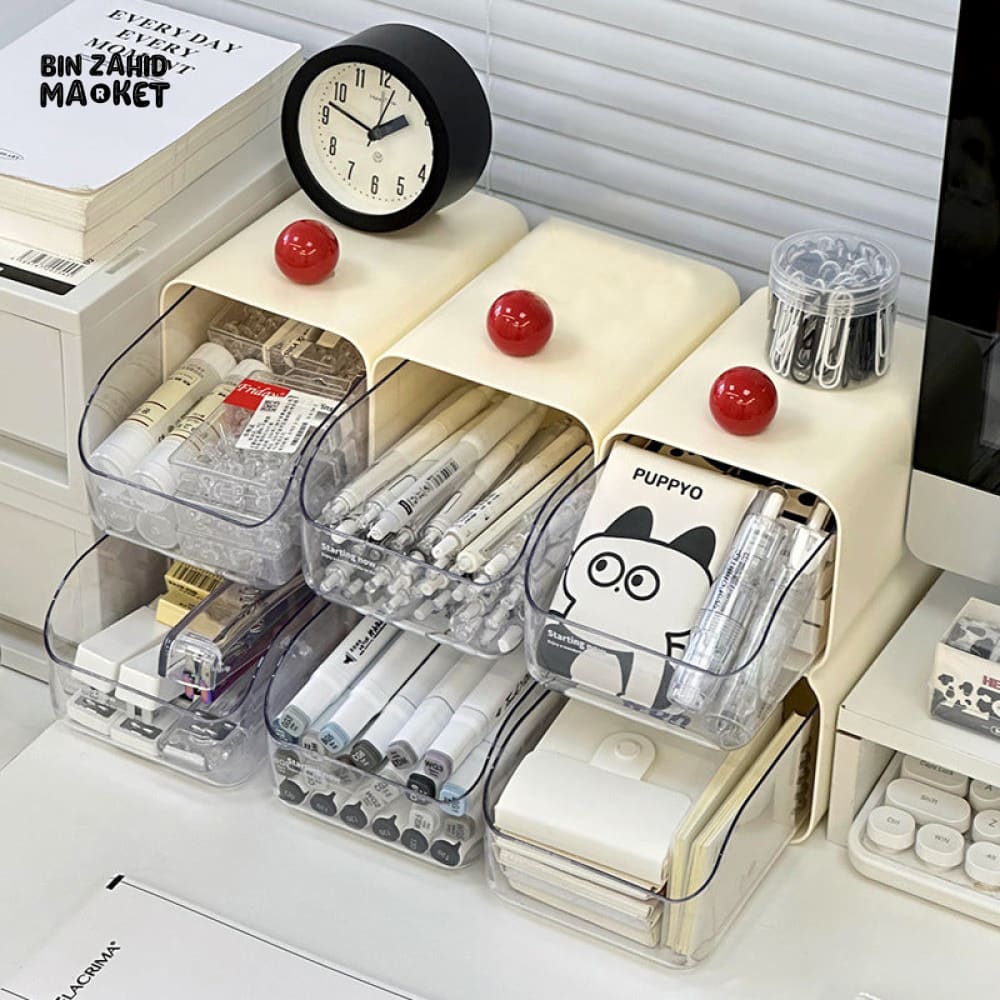 CREATIVE COSMETICS STORAGE BOX – MULTI-COMPARTMENT DRAWER ORGANIZER FOR DESKTOP