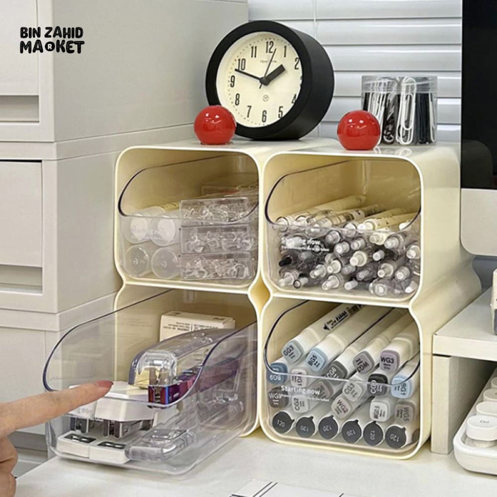 CREATIVE COSMETICS STORAGE BOX – MULTI-COMPARTMENT DRAWER ORGANIZER FOR DESKTOP