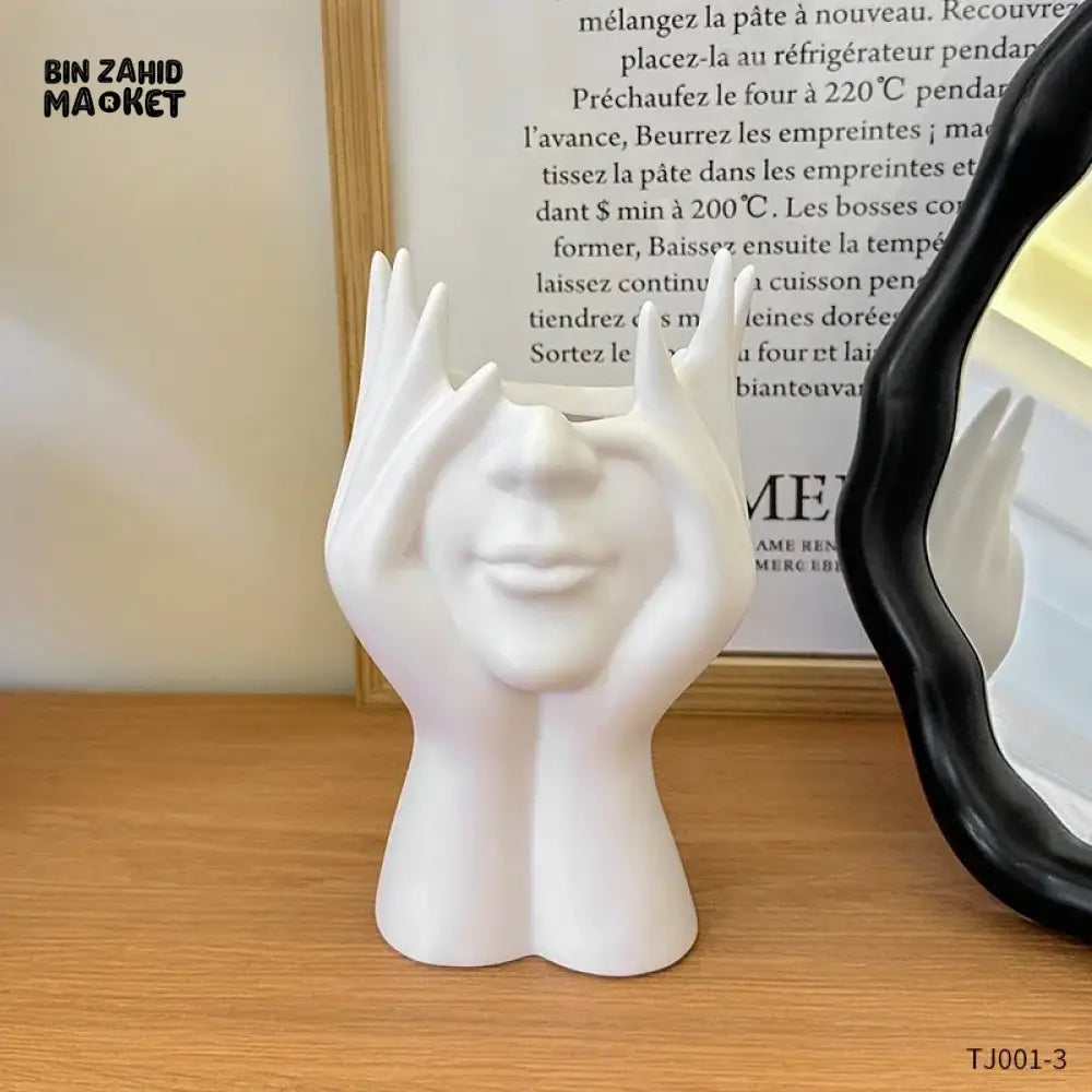 CREATIVE HUMAN BODY ART PEN & BRUSH HOLDER – MULTIFUNCTIONAL DESKTOP STORAGE OFFICE SUPPLIES ORGANIZER & MAKEUP BRUSH HOLDER DECORATION - WHITE