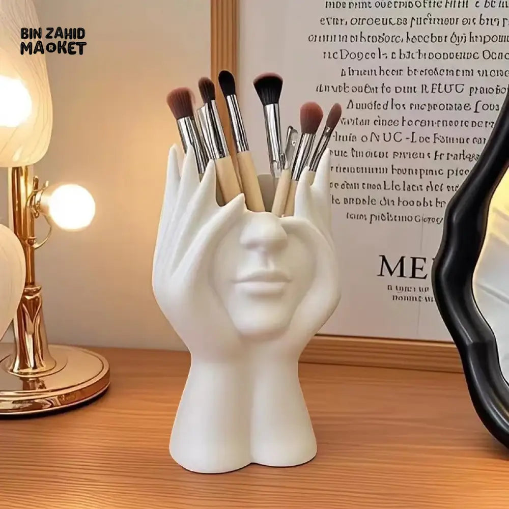 CREATIVE HUMAN BODY ART PEN & BRUSH HOLDER – MULTIFUNCTIONAL DESKTOP STORAGE OFFICE SUPPLIES ORGANIZER & MAKEUP BRUSH HOLDER DECORATION - WHITE