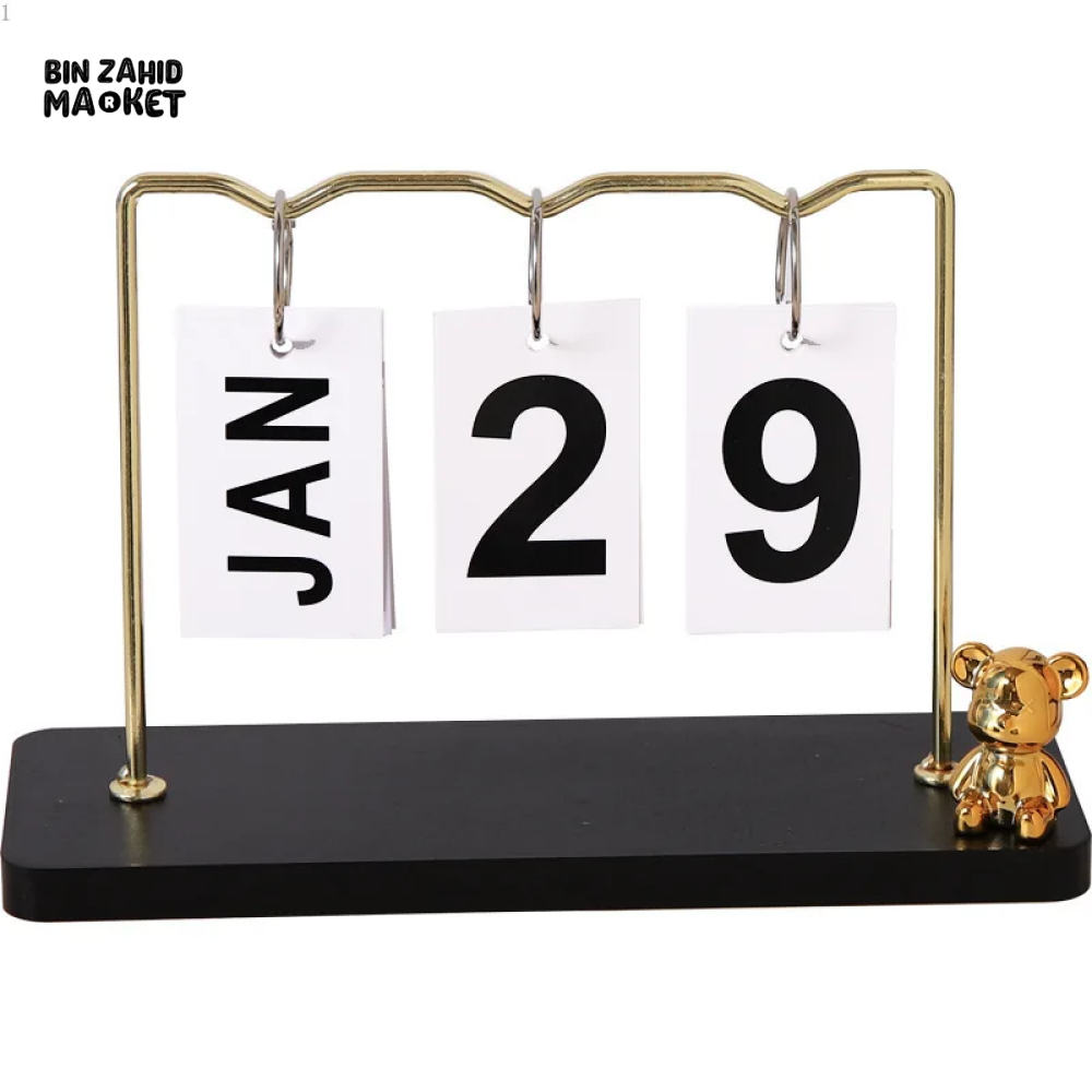 CREATIVE IRON BEAR METAL DESK CALENDAR LIGHT LUXURY DECOR FOR HOME BEDROOM LIVING ROOM & OFFICE