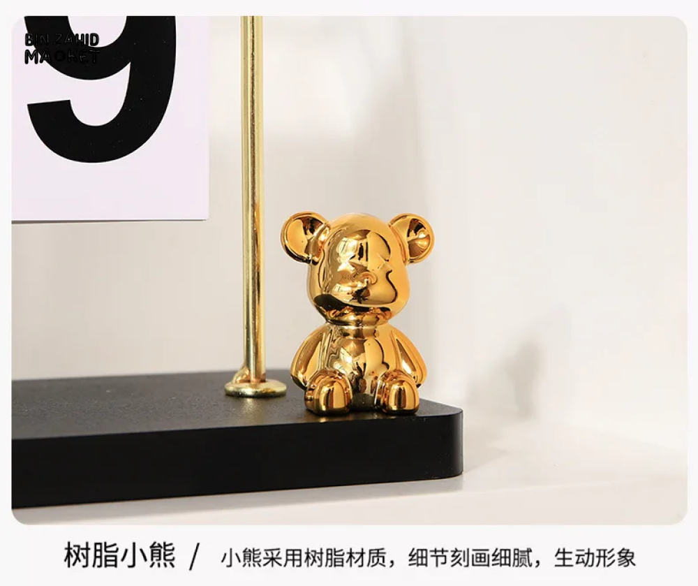 CREATIVE IRON BEAR METAL DESK CALENDAR LIGHT LUXURY DECOR FOR HOME BEDROOM LIVING ROOM & OFFICE