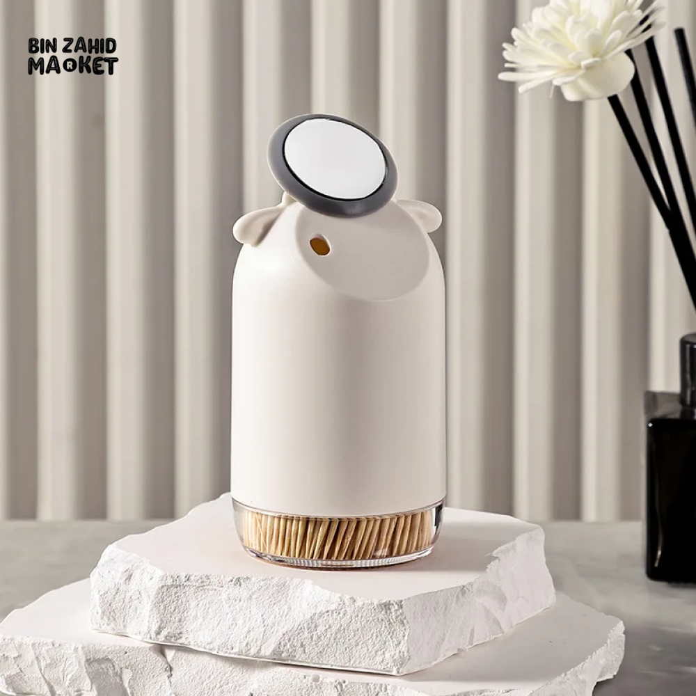 CREATIVE TOOTHPICK HOLDER – PLASTIC DISPENSER WITH SMALL MIRROR & STORAGE