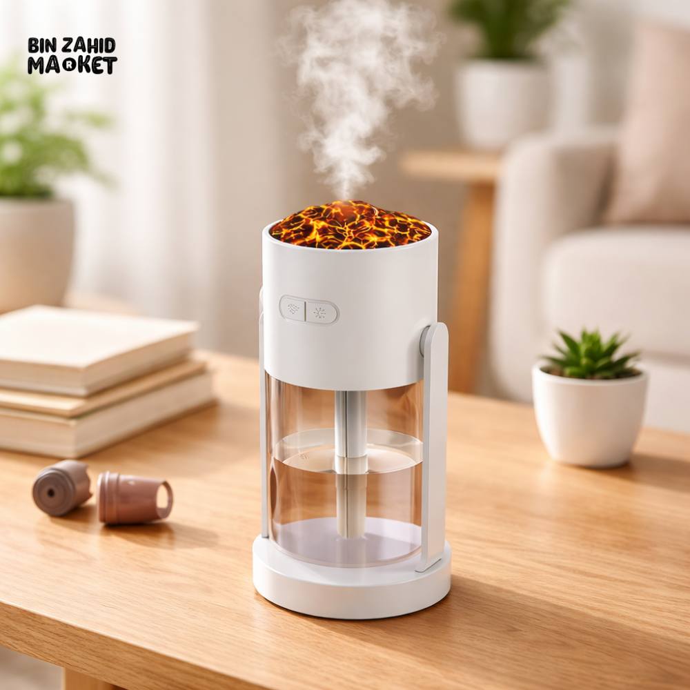 CREATIVE VOLCANO AIR HUMIDIFIER – USB DESKTOP MIST MAKER WITH LED FLAME LIGHT