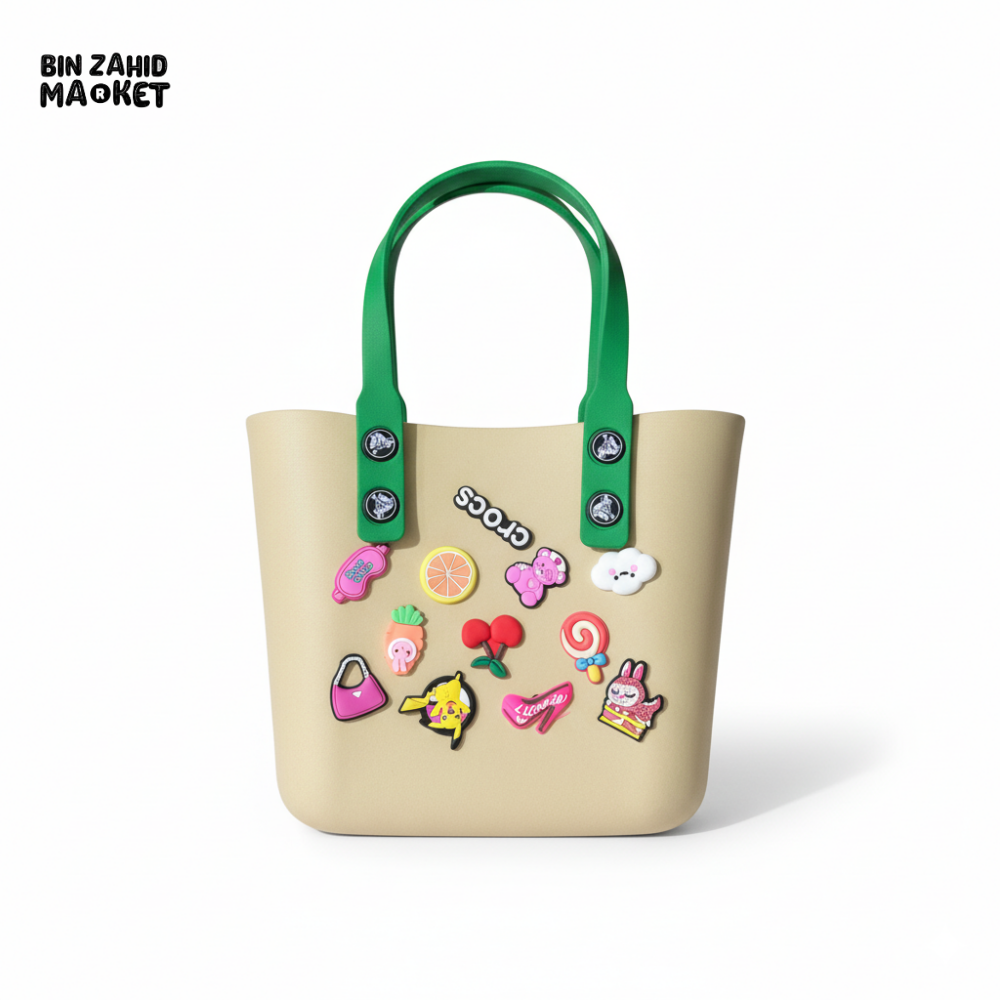 CROCS VITANGE TOTE HAND BAG EXCLUSIVE - BEIGE & GREEN