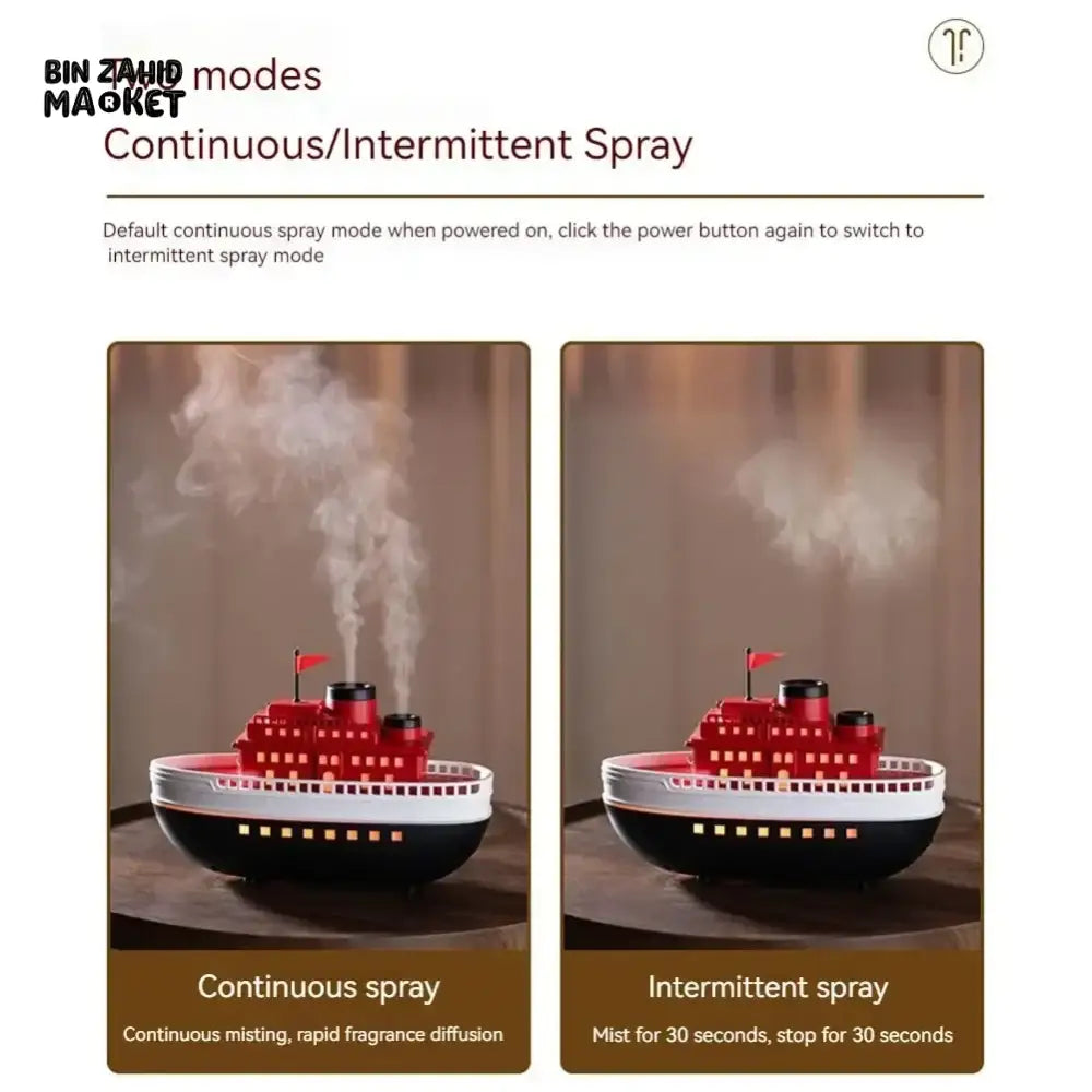 CRUISE SHIP MODEL ULTRASONIC HUMIDIFIER – ESSENTIAL OIL DIFFUSER WITH LED NIGHT LIGHT