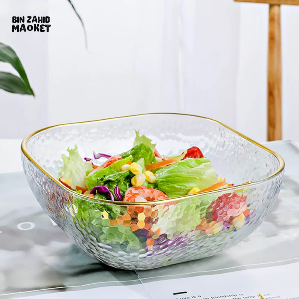 CRYSTAL SQUARE BOWL – VERSATILE TABLEWARE FOR SALAD DESSERT SOUP NOODLES & FRUITS PERFECT FOR HOME USE
