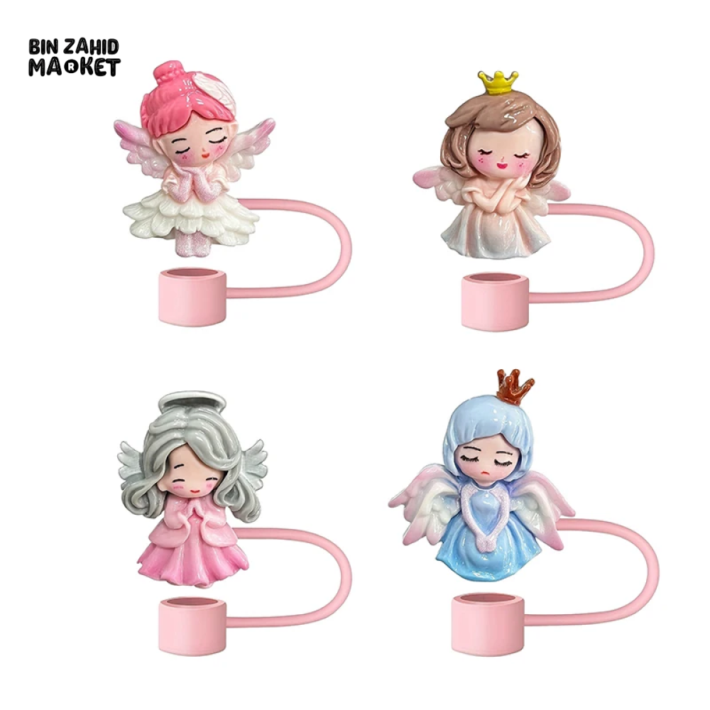 CUTE ANGEL PRINCESS STRAW CAPS – SILICONE TOPPERS FOR 10MM TUMBLER STRAWS