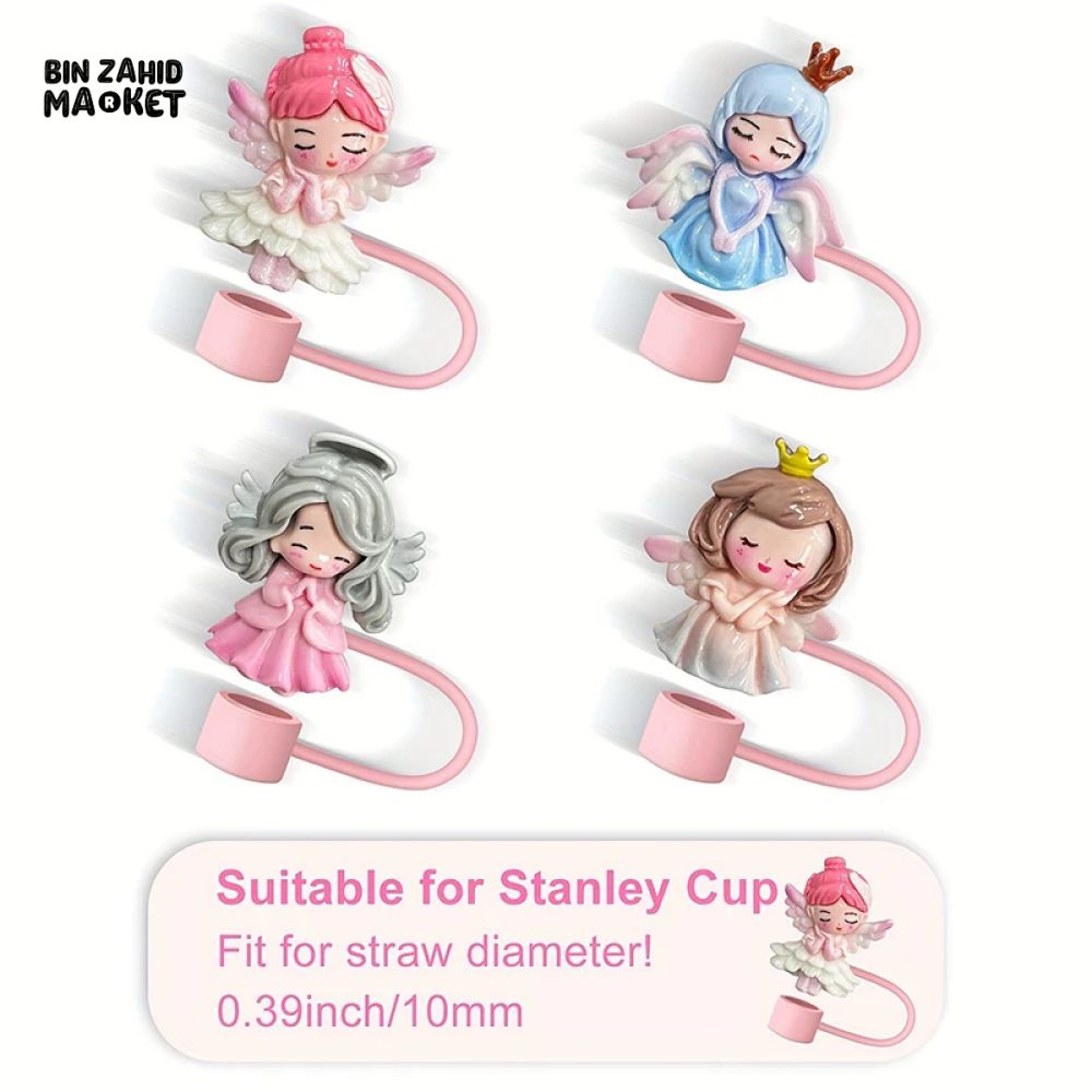 CUTE ANGEL PRINCESS STRAW CAPS – SILICONE TOPPERS FOR 10MM TUMBLER STRAWS
