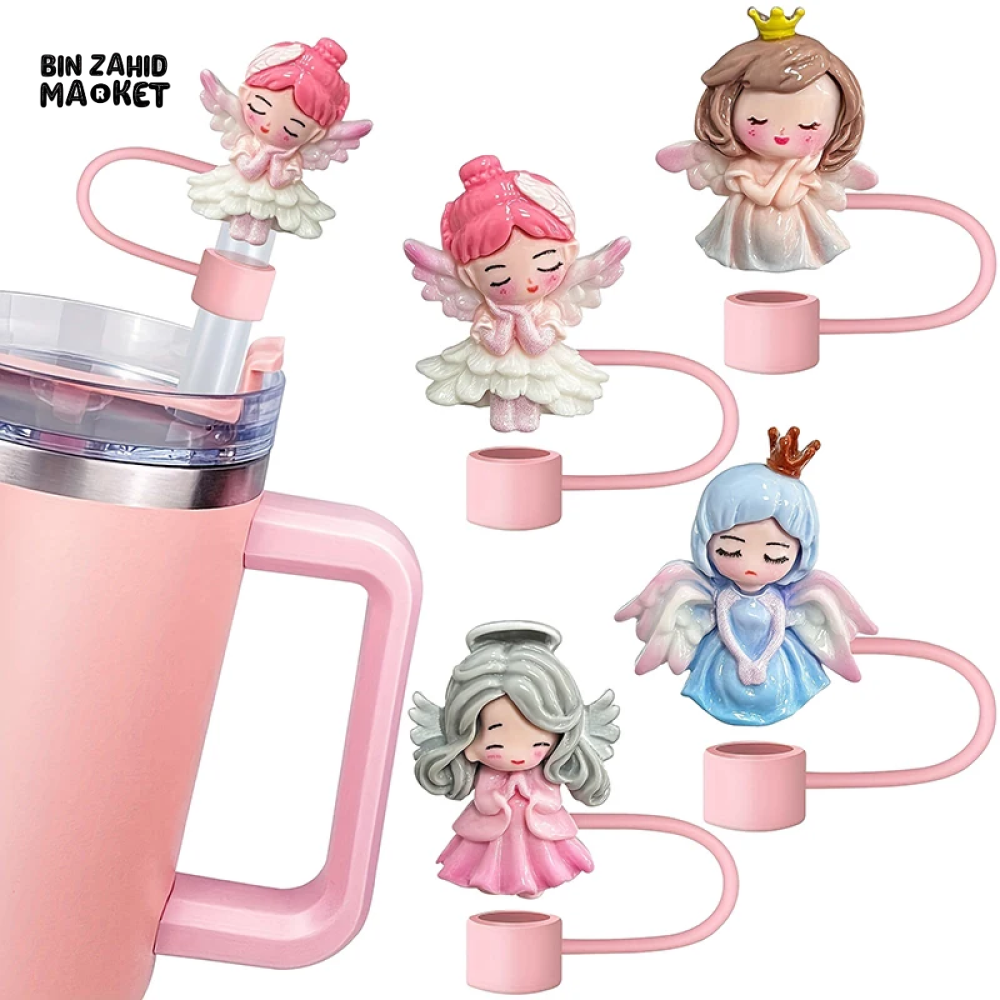 CUTE ANGEL PRINCESS STRAW CAPS – SILICONE TOPPERS FOR 10MM TUMBLER STRAWS