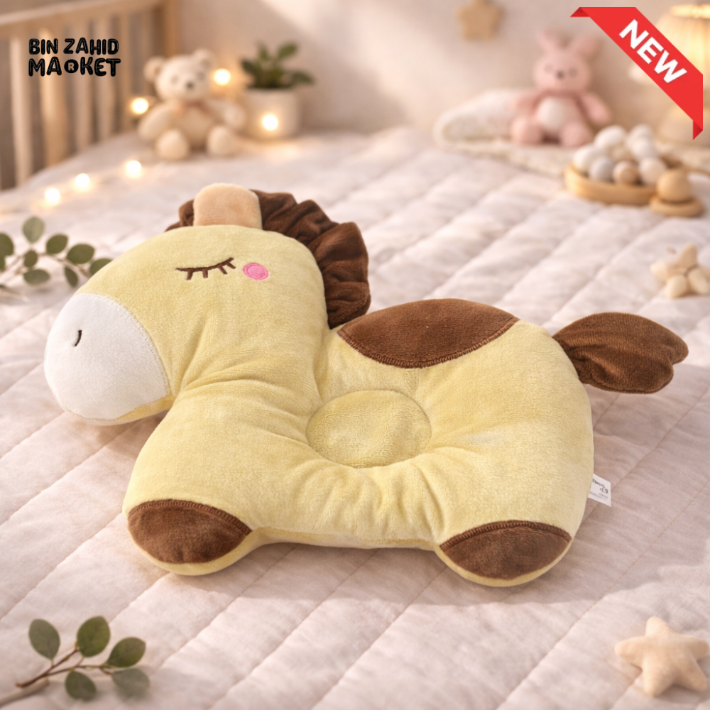 CUTE BEIGE UNICORN SHAPING PILLOW – SOFT NEWBORN SUPPORT CUSHION