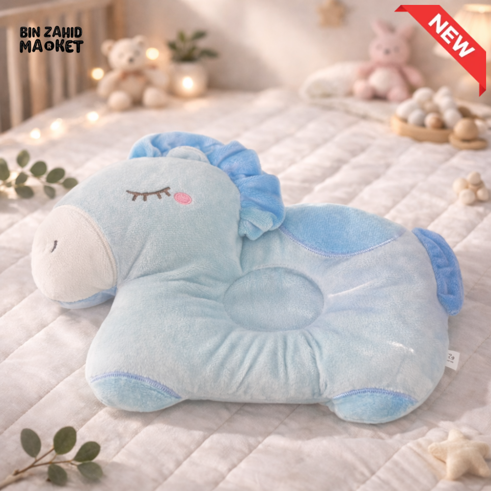 CUTE BLUE UNICORN SHAPING PILLOW – SOFT NEWBORN SUPPORT CUSHION